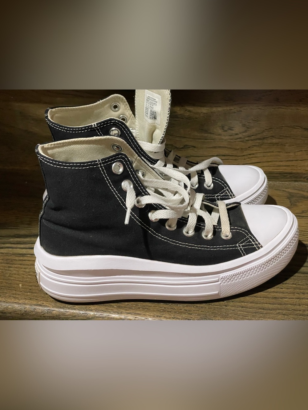 Classic Black High-Top Canvas Sneakers with White Laces